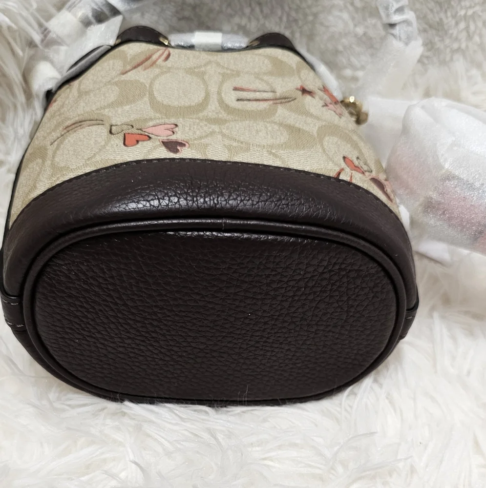 COACH Bags Mini Dempsey Bucket Bag in Signature Canvas with Heart And Star Print - Picture 11 of 11